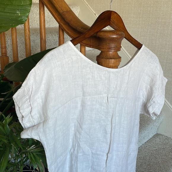Terzo Millennio Women's White Cream Linen Tunic Top - Picture 4 of 13